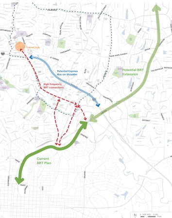 8. Raleigh y el condado de Wake están construyendo un sistema de Tránsito Rápido de Autobuses (Bus Rapid Transit BRT). El BRT es un servicio de autobuses de alto nivel que ofrece un servicio de tránsito rápido frecuente y confiable. En el plan se propone conectar el Midtown al BRT aumentando la cantidad de autobuses que se desplazan por las rutas actuales y en el futuro agregar una ruta rápida de BRT que permitiría que los autobuses se desplazaran por el hombrillo de la autopista 440 para ir más rápido de Midtown al centro de la ciudad. Qué tan probable sería que usted utilizara este servicio de BRT si conectara a Midtown de estas maneras?